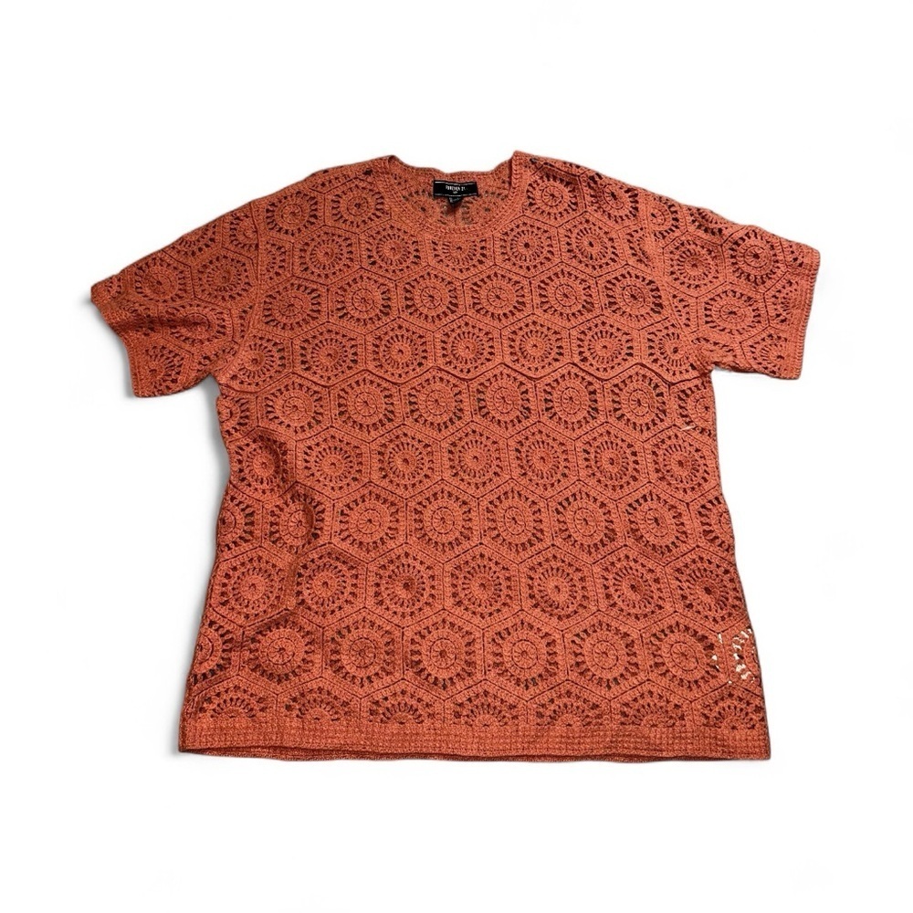 Forever 21 Men's Rust Crochet Short Sleeve Tee